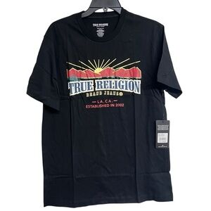 New Mens True Religion Explore Arch Short Sleeve Tee‎ Shirt Jet Black